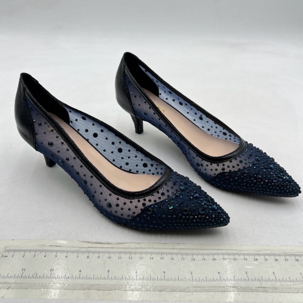 XYD Blue Mesh Heels with Rhinestones - Picture 5 of 9